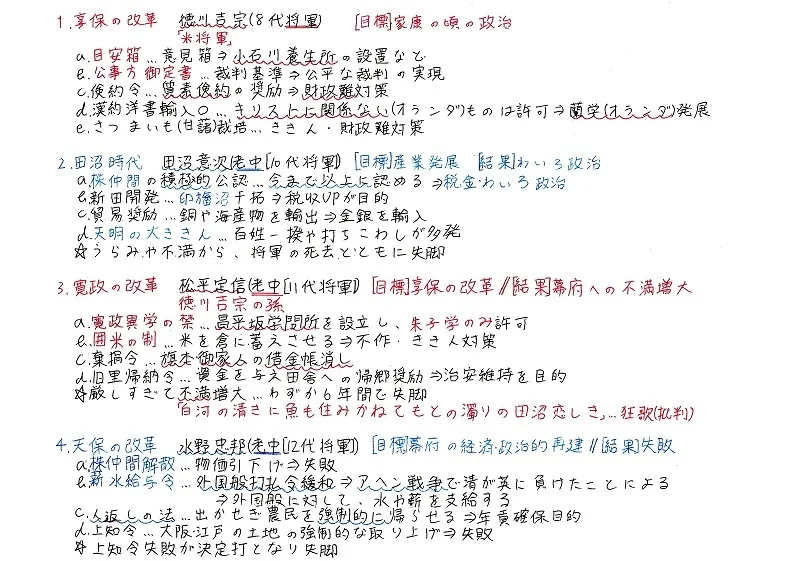 「三大改革+アルファ」 板書例