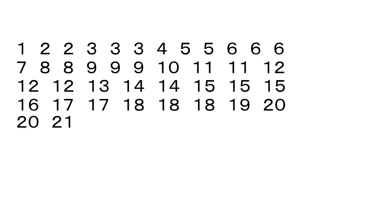 解き方例 1から順に数字を並べたもの